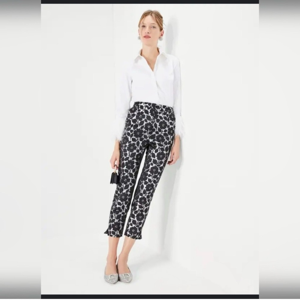 kate spade Black and white silver Floral Print pant